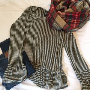 Anthropologie Bobeau striped peplum top